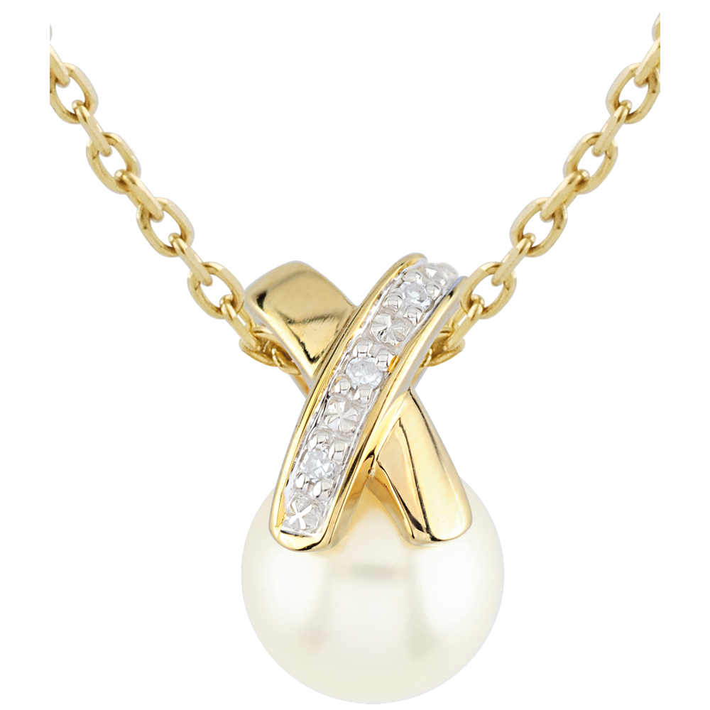 Edenly-pendentif Perle croisée-3 diamants-or jaune 9 carats-150€ (1)