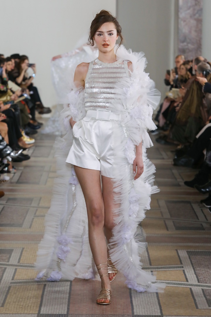 Runway look from the Georges Chakra Fashion Show Couture Collection Spring Summer 2020 in Paris