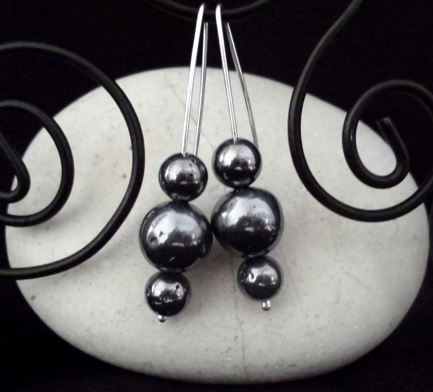boucles d'oreilles : argent 925 et onyx galaxie
