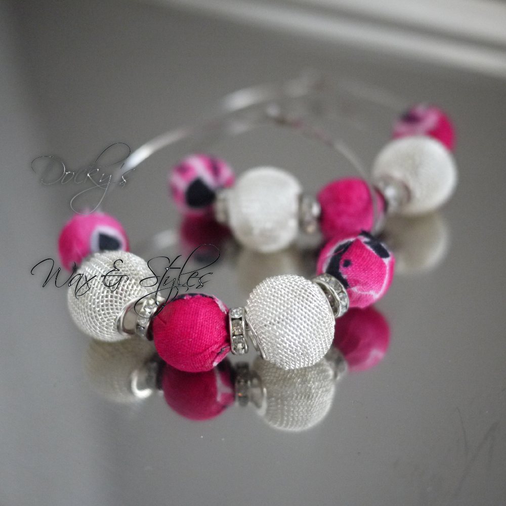 boucles d'oreilles rose creoles bis