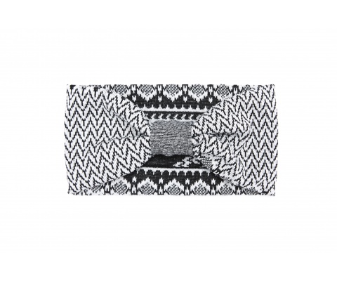 Victoria asiago blanc Turban hiver jacquard thème ski blanc - Made in France. 27.50€